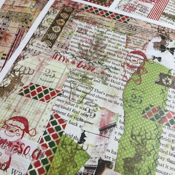 Christmas Junk Journal Ephemera Collage Prints 10 Pages Grunge Look mq - Picture 6 of 12